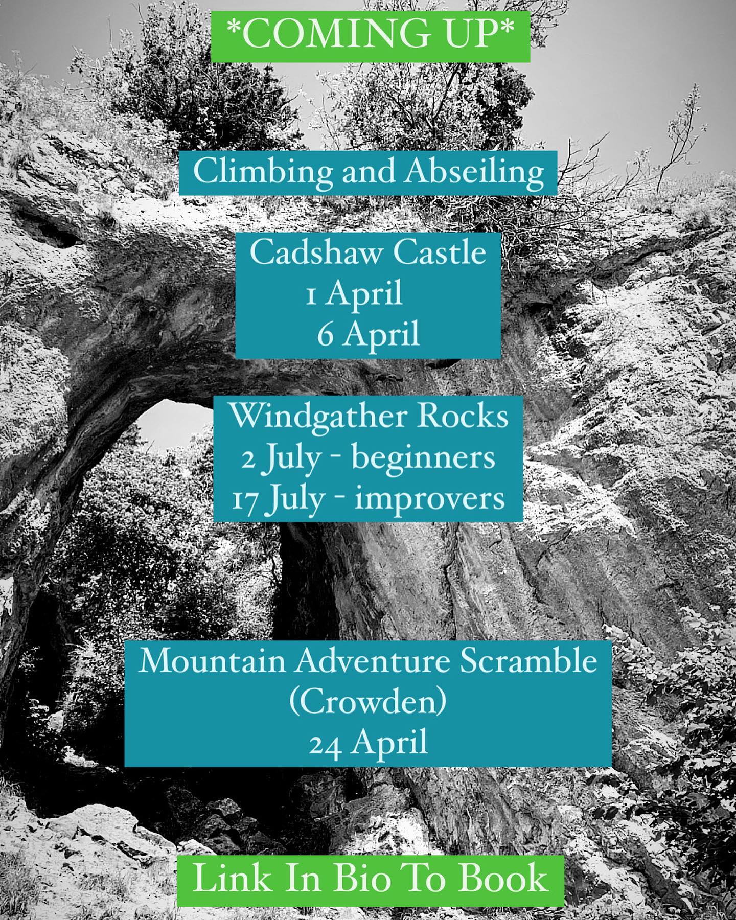 *COMING UP*

Join our friendly, qualified instructors for this session, just for fun or to learn some new skills, we hope to see you here!

More info and booking at www.wilderness-development.com, link in our bio 🧗‍♀️⛰🧗‍♀️
.
.
.
#wildernessdevelopment #smallbusiness #rockclimbing #climbing #scrambling #abseiling #trysomethingnew #peakdistrict #peakdistrictnationalpark #peakdistrictclimbing #mountainsfellsandhikes #roamtheuk #outdoorpursuits #outdooradventures #outdooractivities #nationalparksuk #booknow
